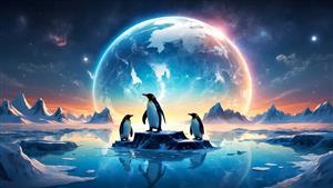 Earth with penguins